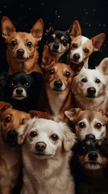 Canine portrait grid captures diverse small dogs in studio lighting