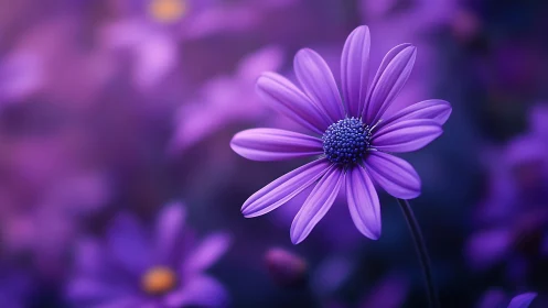 Purple Daisy with Textured Center in Soft Focus.