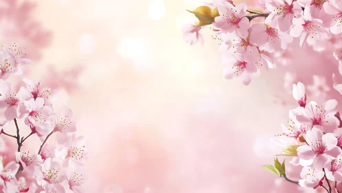 Cherry blossoms arranged symmetrically with soft pink petals