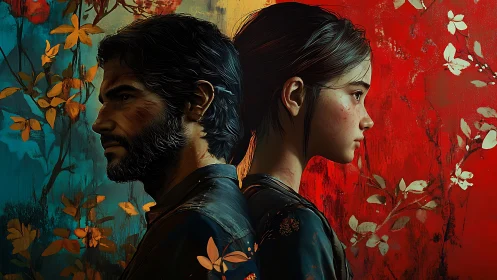 Dual portraits contrast resilience and innocence in vivid color.