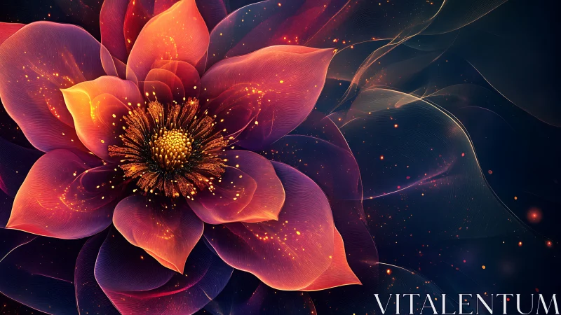 Abstract luminous flower with layered translucent petals.