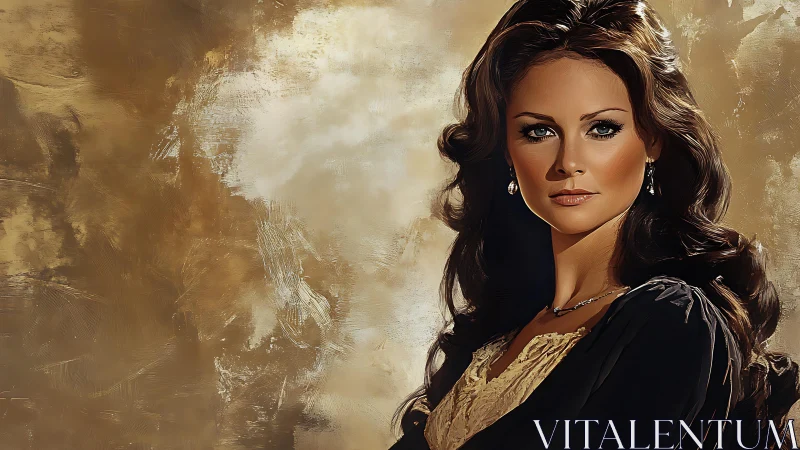 Digital portrait of elegant woman against textured ochre field