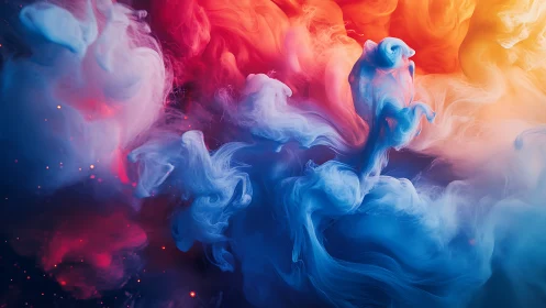 Digital painting of prismatic smoke plumes in dynamic motion.