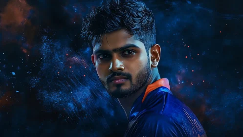 Male subject rendered in high-contrast digital portrait lighting