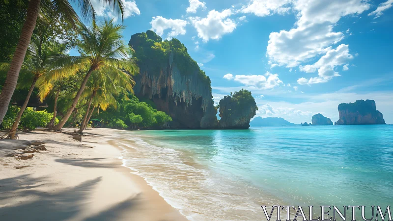 Tropical Beach Paradise With Limestone Cliffs