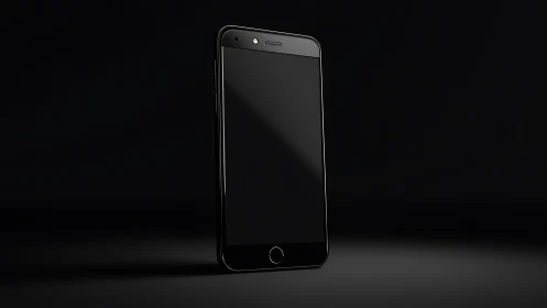 Sleek Black Smartphone Standing Proud Against Dark Background