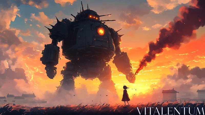 Sunset confrontation with steam-powered war colossus.