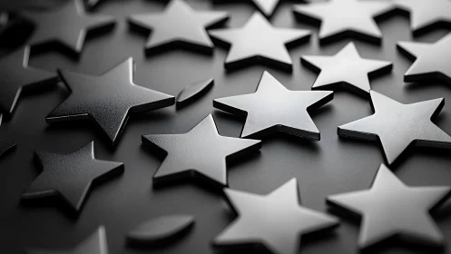Matte black star shapes cast soft highlights on dark surface