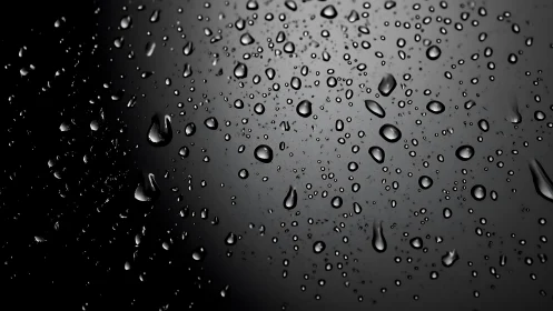 Water droplets scatter across dark reflective surface evenly
