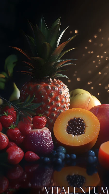 Volumetric backlit fruit still life with high-gloss subsurface scattering