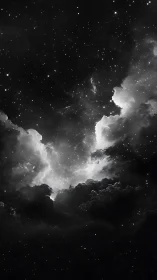 Silent starlit clouds drift gently across a glowing night sky