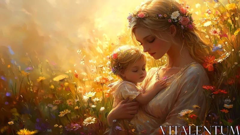 A Mother's Love Blooms in Golden Wildflower Fields.
