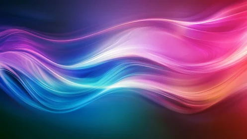 Soft rainbow waves drifting through glowing twilight.