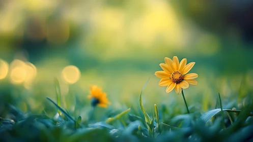 Macro optical study of isolated yellow daisy with shallow DOF.