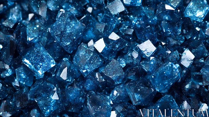 Sparkling blue crystal cluster fills tight macro composition