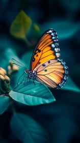 Amber-winged butterfly pauses like a tiny lantern at dusk