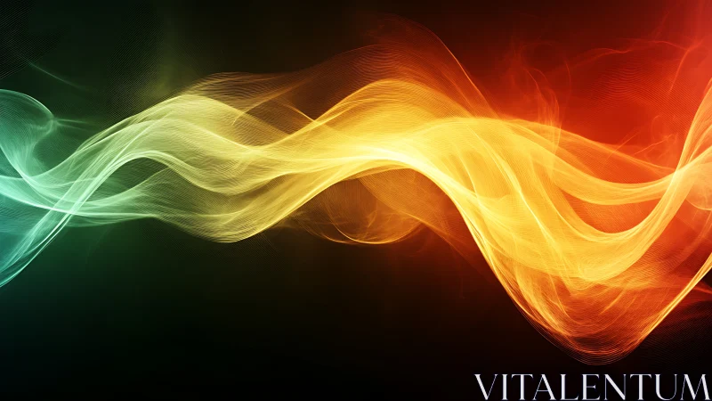 Glowing waves of color dance across a deep, dark backdrop