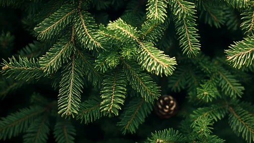 Evergreen branches reach outward in a calm forest embrace