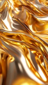 Liquid gold waves flow in a luxurious metallic abstract scene