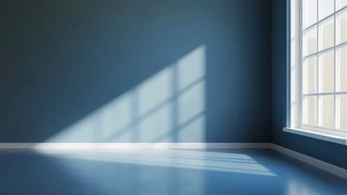 Soft morning light pours gently into a calm blue room