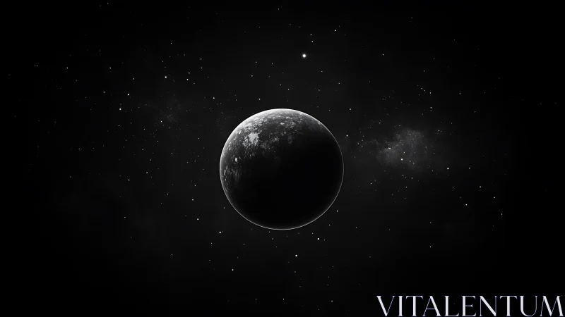 Midnight hemisphere leans into starlight above quiet void