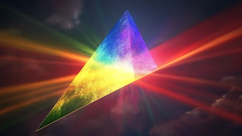 Refractive glass prism dispersing polychromatic light beams in air