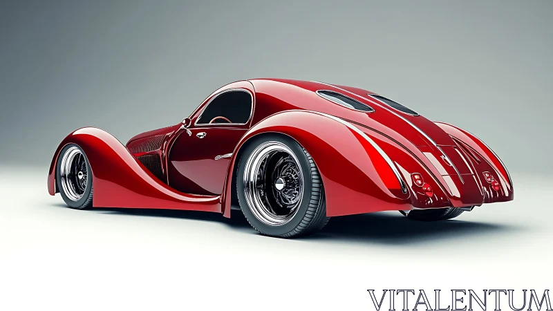 Streamlined red concept coupe blends retro curves and modern gloss.