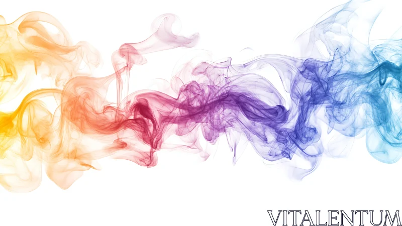 Multicolor smoke plumes forming horizontal gradient band.