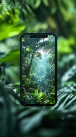 Jungle Canopy Framed Within Digital Device Display Window.