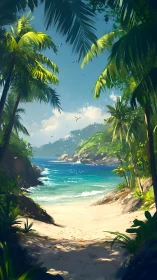 Tropical Gateway: Paradise Revealed Through Emerald Palms