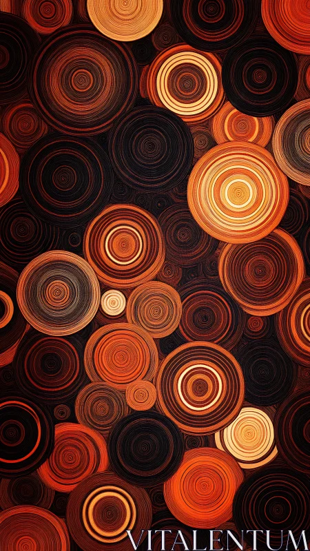 Concentric ember circles in layered abstract vortex pattern.