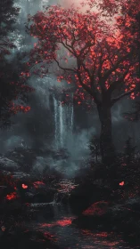 Chromatic Luminescence: Cascading Forest With Incandescent Flora.