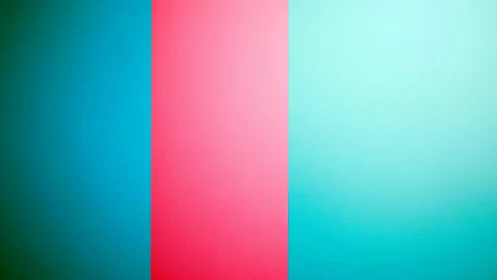 Vertical teal and pink color fields form balanced abstraction