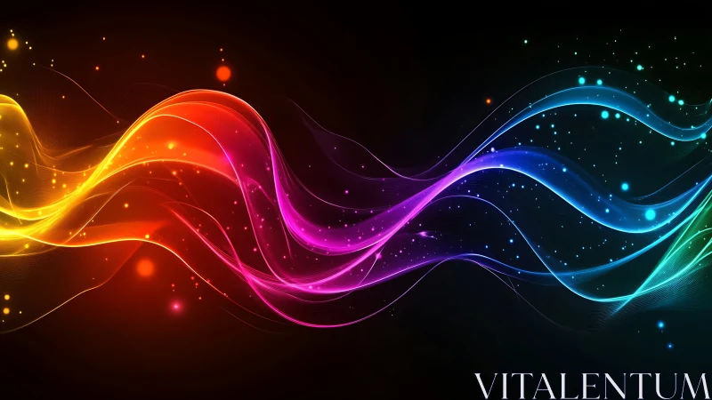 Colorful light waves drifting through a dreamy night sky.