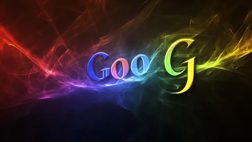 Chromatic energy waves swirling around luminous text logo.