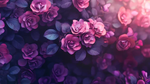 Chromatic Rose Garden: Magenta Blooms with Bokeh Gradient.