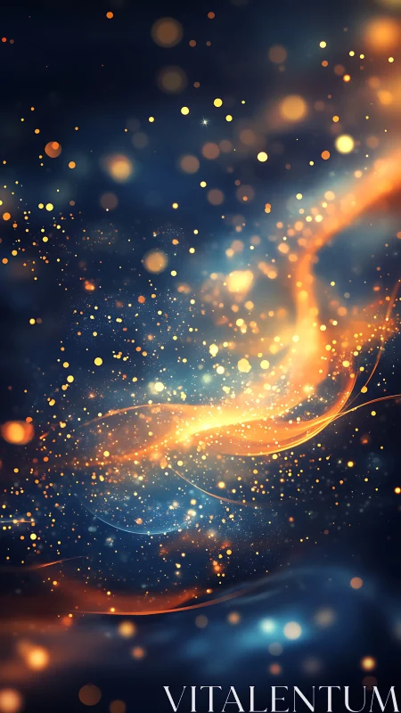 Golden stardust drifting through deep midnight blues.