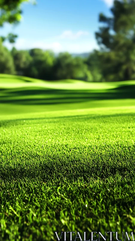 Sunlit fairway whispers across vivid emerald horizons.