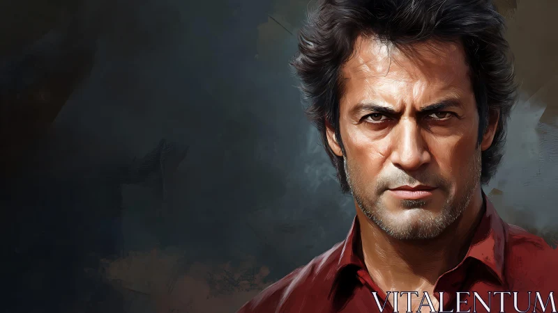 Digital painting portrait with dramatic chiaroscuro focus.