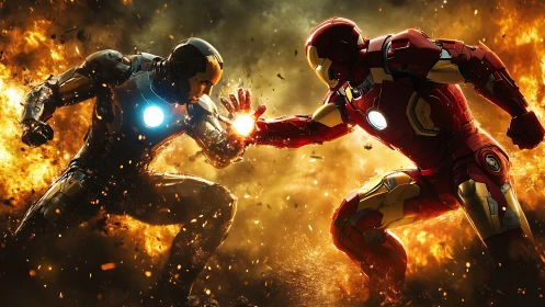 Iron Man vs War Machine: High-Tech Armor Clash.