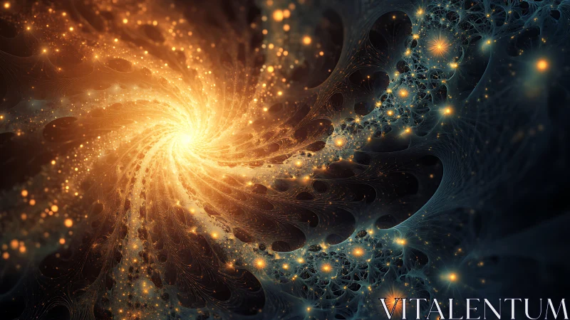 Fractal luminescent vortex in complex radial spiral structure.