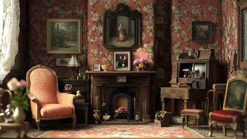 Velvet parlor reverie around a story-soaked fireplace.