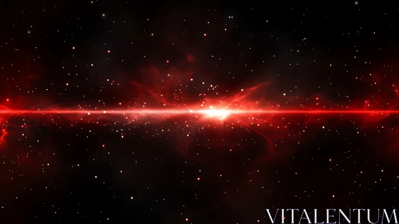Red horizontal energy beam cutting through star field
