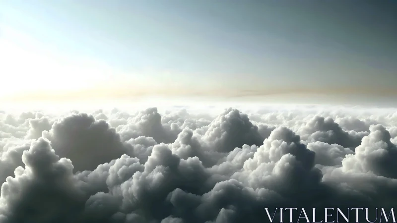 Soft mountain range of sunlit clouds inviting quiet wonder.