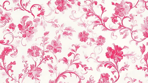 Monochrome floral motif repeats across white background