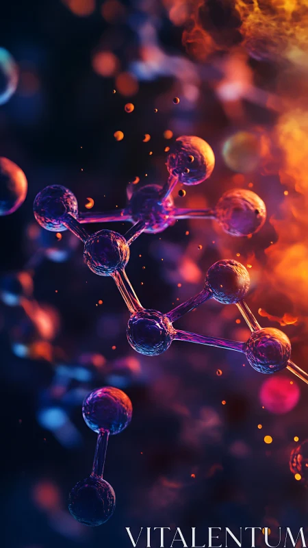Molecular constellations drift through neon fire and shadow