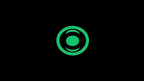 Minimal green circular emblem on solid black background.