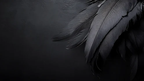 Midnight raven feathers whisper against a velvet void.