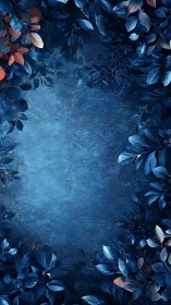 Midnight botanical frame cradling a secret cobalt garden.