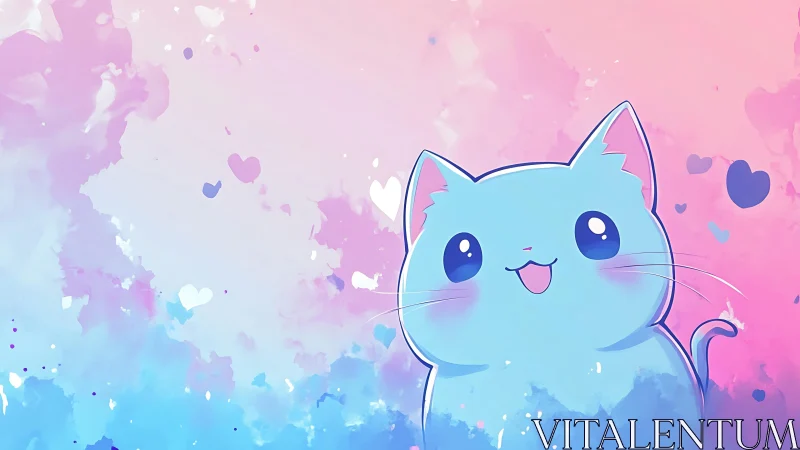Cotton candy sky kitten beaming pastel heartlight joy.